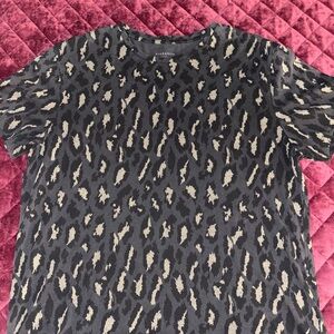 All Saints Black and Cream Animal Print Tee
